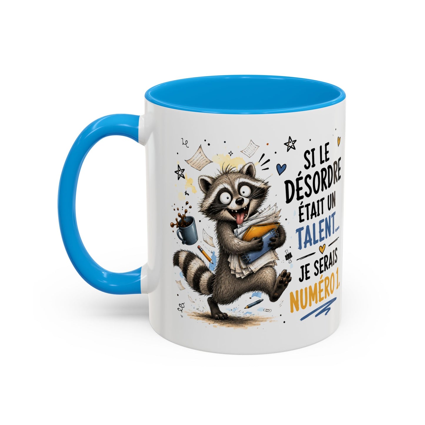 Tasse Raton Laveur Drôle Homme Femme – Mug Si Le Désordre Était un Talent Je Serais Numéro 1 – Cadeau Humour Bureau Café 325 ml