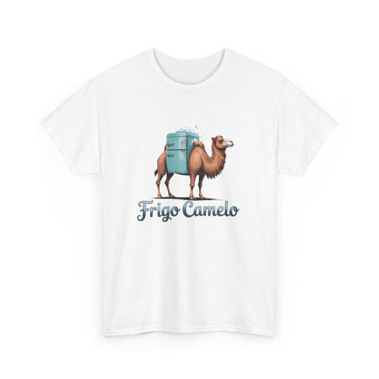 T-shirt Frigo Camelo – Tee Shirt Chameau Humour Absurde Blanc Gris – Design Désert Glacé S à 3XL