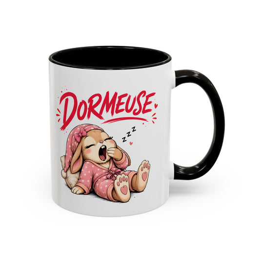 Tasse Dormeuse – Mug Humour Femme Fille avec Lapine Endormie – Cadeau Original 325ml