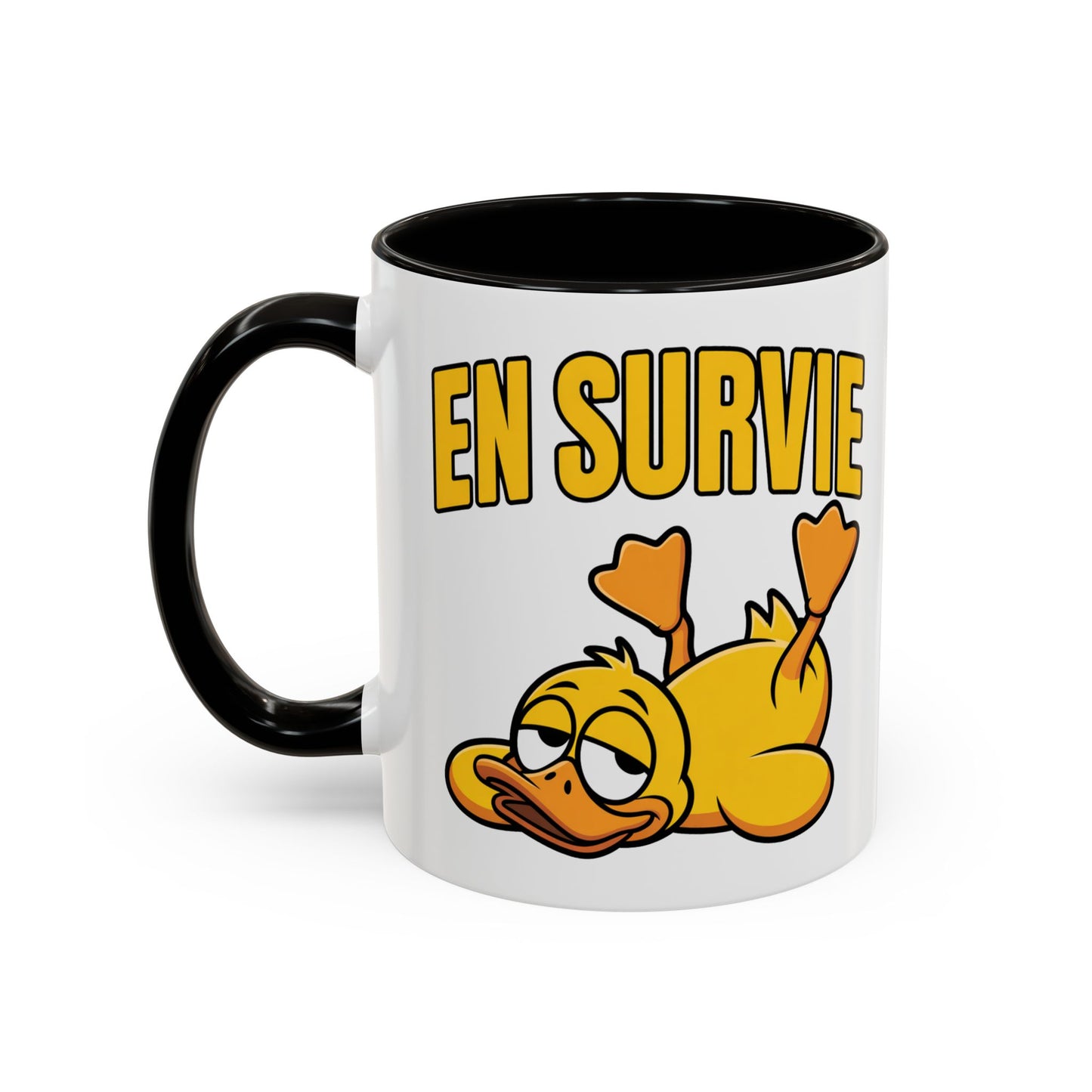 Mug Drôle En Survie – Tasse Humoristique avec Canard Fatigué – Cadeau Humour Bureau Café 325ml