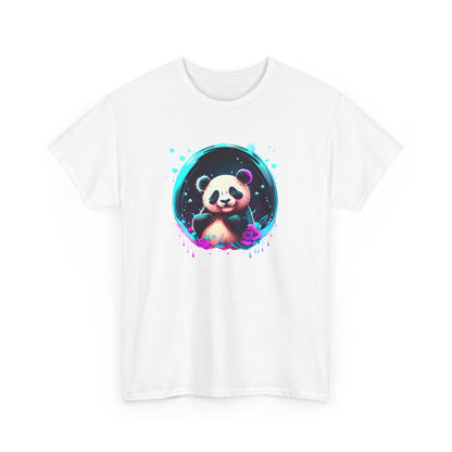 T-shirt Panda Néon Mignon – Tee Shirt Design Kawaii Psychédélique Blanc Noir Gris – Visuel Coloré S à 3XL