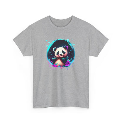 T-shirt Panda Néon Mignon – Tee Shirt Design Kawaii Psychédélique Blanc Noir Gris – Visuel Coloré S à 3XL