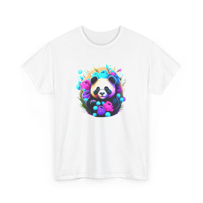 T-shirt Panda Fleurs Néon – Tee Shirt Mignon Fantaisie Blanc Noir Gris – Design Animal Coloré S à 3XL