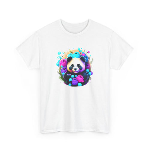 T-shirt Panda Fleurs Néon – Tee Shirt Mignon Fantaisie Blanc Noir Gris – Design Animal Coloré S à 3XL