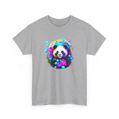 T-shirt Panda Fleurs Néon – Tee Shirt Mignon Fantaisie Blanc Noir Gris – Design Animal Coloré S à 3XL