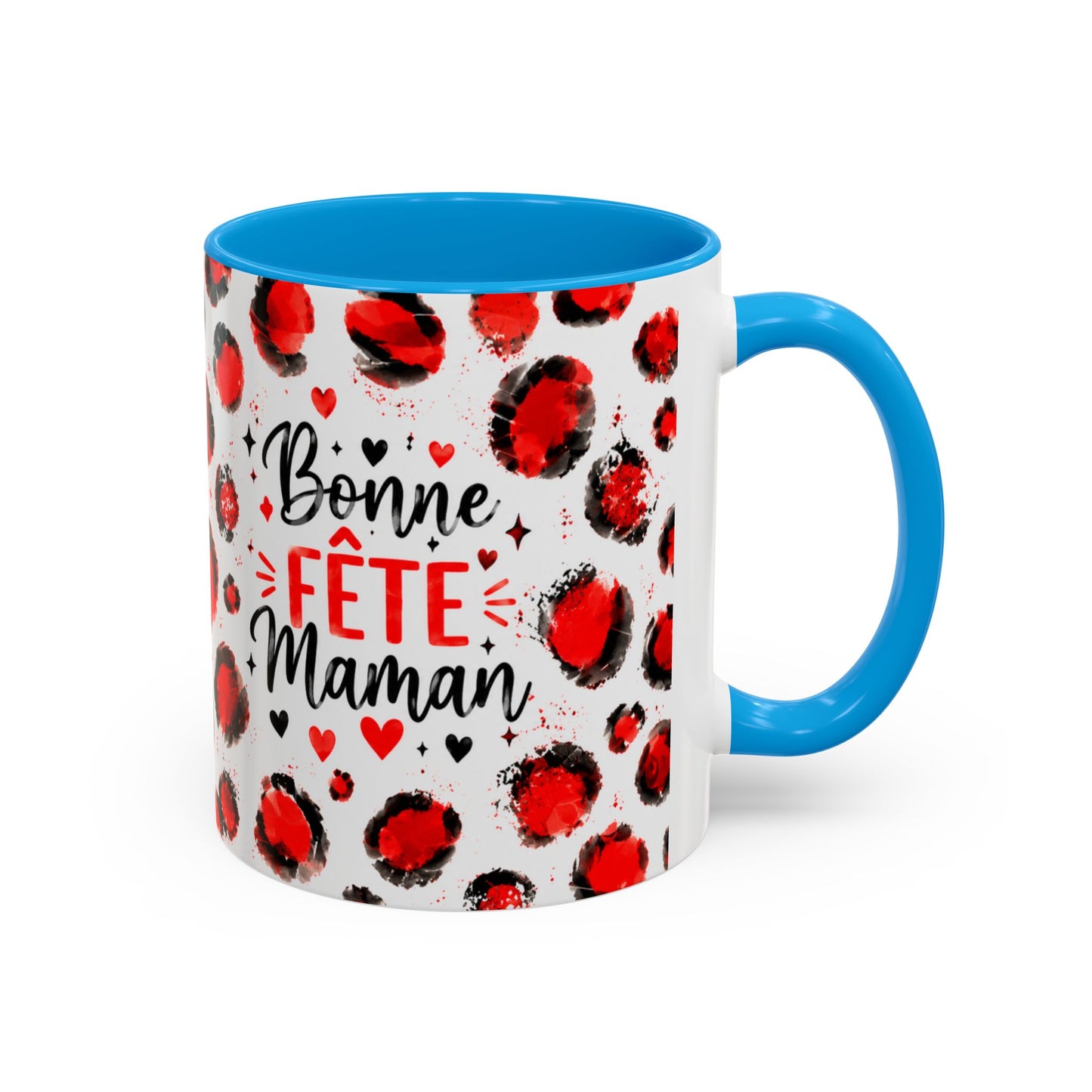 Tasse Bonne Fête Maman – Mug Cadeau Maman avec Cœurs Rouges – Idée Fête des Mères 325ml