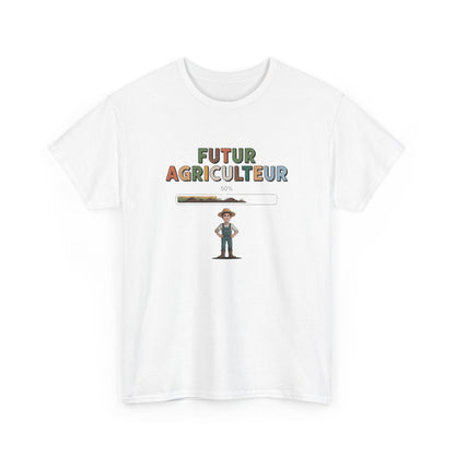 T-shirt Futur Agriculteur Enfant – Tee Shirt Garçon Métier Agriculture Blanc Gris – Design Éducatif Fermier S à 3XL