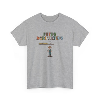 T-shirt Futur Agriculteur Enfant – Tee Shirt Garçon Métier Agriculture Blanc Gris – Design Éducatif Fermier S à 3XL