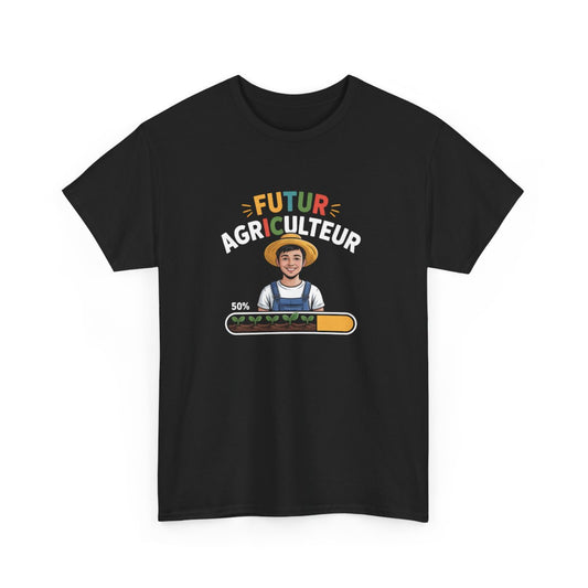 T-shirt Noir Futur Agriculteur Garçon – Tee Shirt Métier – Design Coloré et Ludique S à 3XL