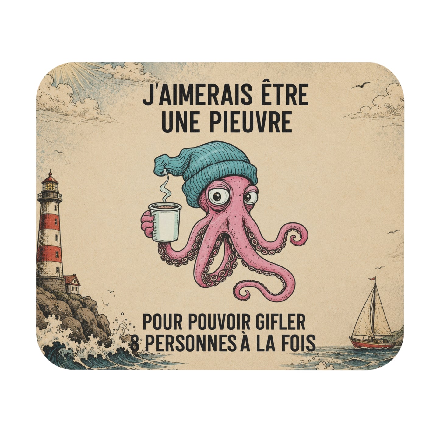 Tapis de Souris 22x18cm J'Aimerais Être Une Pieuvre Pour Pouvoir Gifler 8 Personnes À La Fois Humour Homme et Femme Cadeau Bureau Gaming