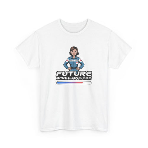 T-shirt Future Ambulancière Femme – Tee Shirt Blanc Gris Métier Urgence Médicale – Design Croix Rouge Stylisé S à 3XL