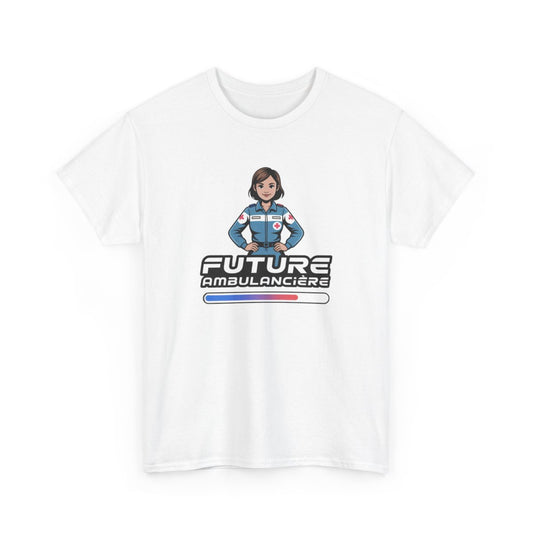 T-shirt Future Ambulancière Femme – Tee Shirt Blanc Gris Métier Urgence Médicale – Design Croix Rouge Stylisé S à 3XL