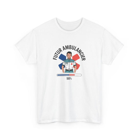 T-shirt Futur Ambulancier Homme – Tee Shirt Métier Secours Croix Rouge Blanc Gris – Design Formation Médicale S à 3XL