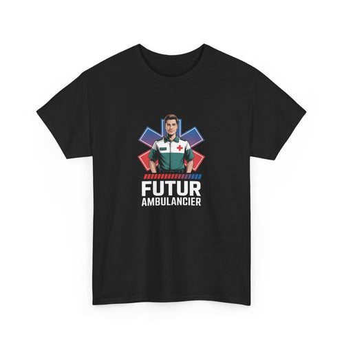 T-shirt Futur Ambulancier Homme – Tee Shirt Noir Métier Urgence Médicale – Croix Rouge Secours S à 3XL