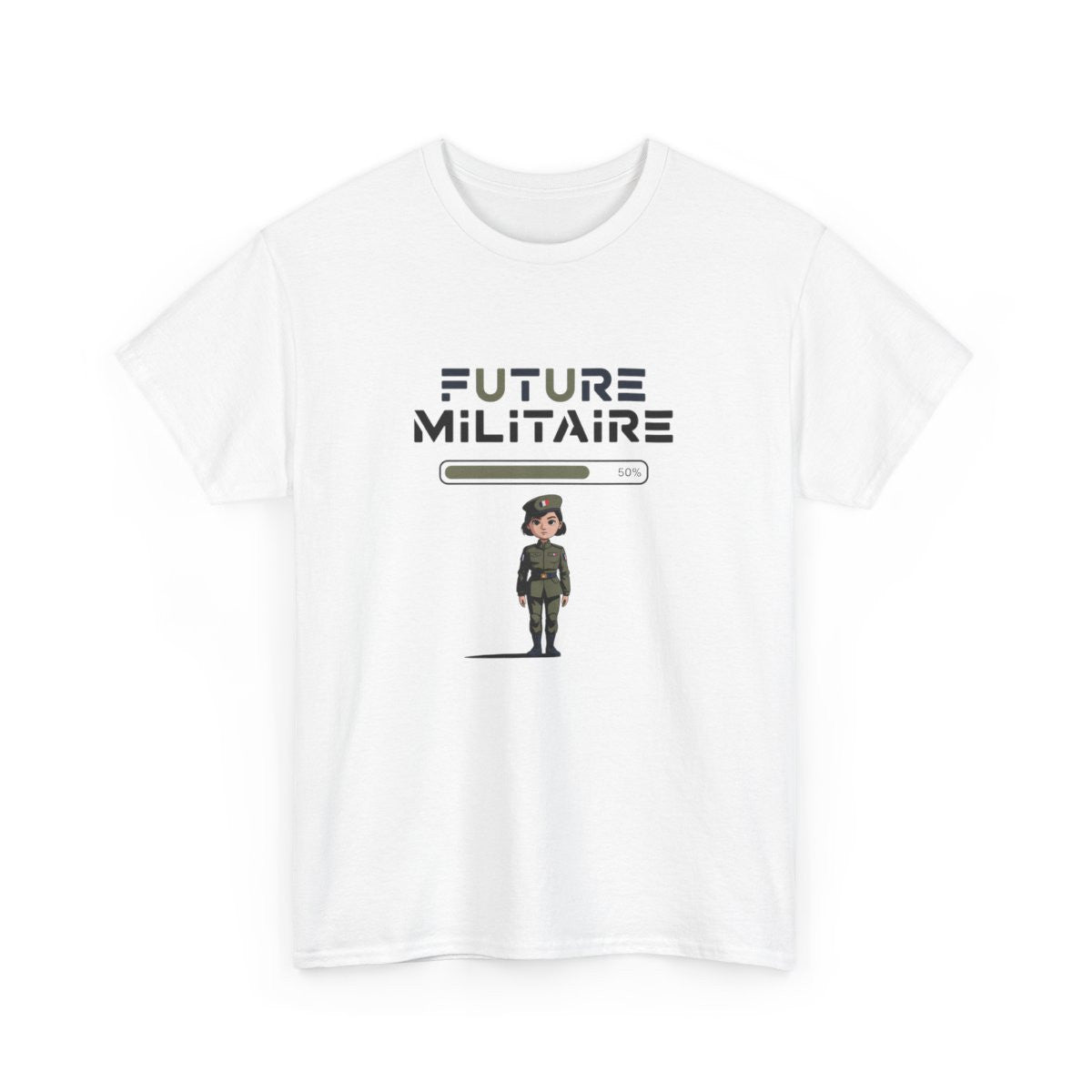 T-shirt Future Militaire Femme – Tee Shirt Blanc Gris Métier Armée Française – Design Uniforme Patriote S à 3XL