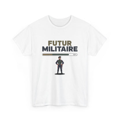 T-shirt Futur Militaire Homme – Tee Shirt Blanc Gris Vocation Armée Française – Design Uniforme Patriote S à 3XL