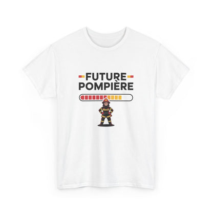 T-shirt Future Pompière Femme – Tee Shirt Blanc Gris Métier Sapeur-Pompier – Design Fille Courage Secours S à 3XL