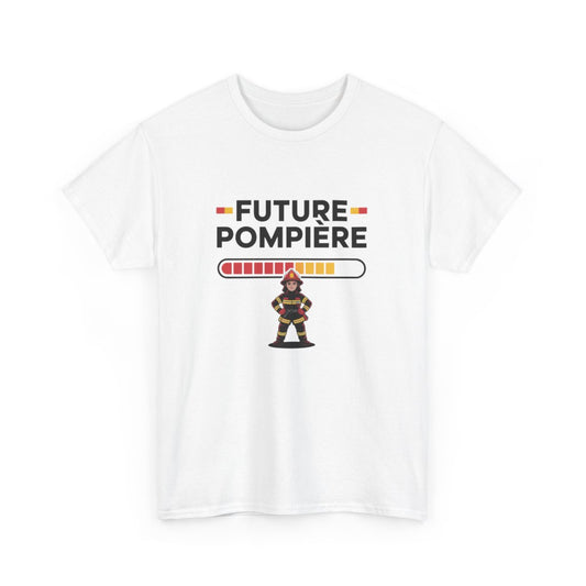 T-shirt Future Pompière Femme – Tee Shirt Blanc Gris Métier Sapeur-Pompier – Design Fille Courage Secours S à 3XL