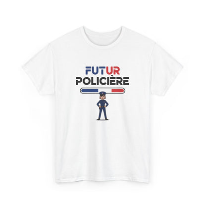 T-shirt Future Policière Femme – Tee Shirt Blanc Gris Métier Police Nationale – Design Tricolore S à 3XL