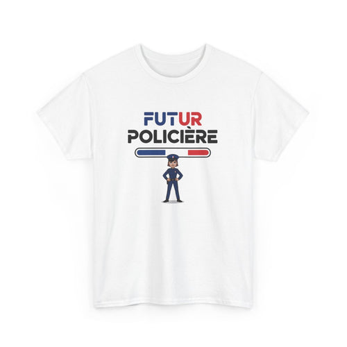 T-shirt Future Policière Femme – Tee Shirt Blanc Gris Métier Police Nationale – Design Tricolore S à 3XL