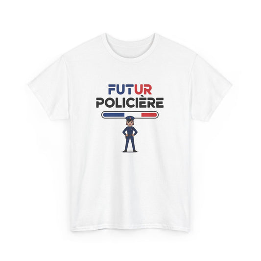 T-shirt Future Policière Femme – Tee Shirt Blanc Gris Métier Police Nationale – Design Tricolore S à 3XL