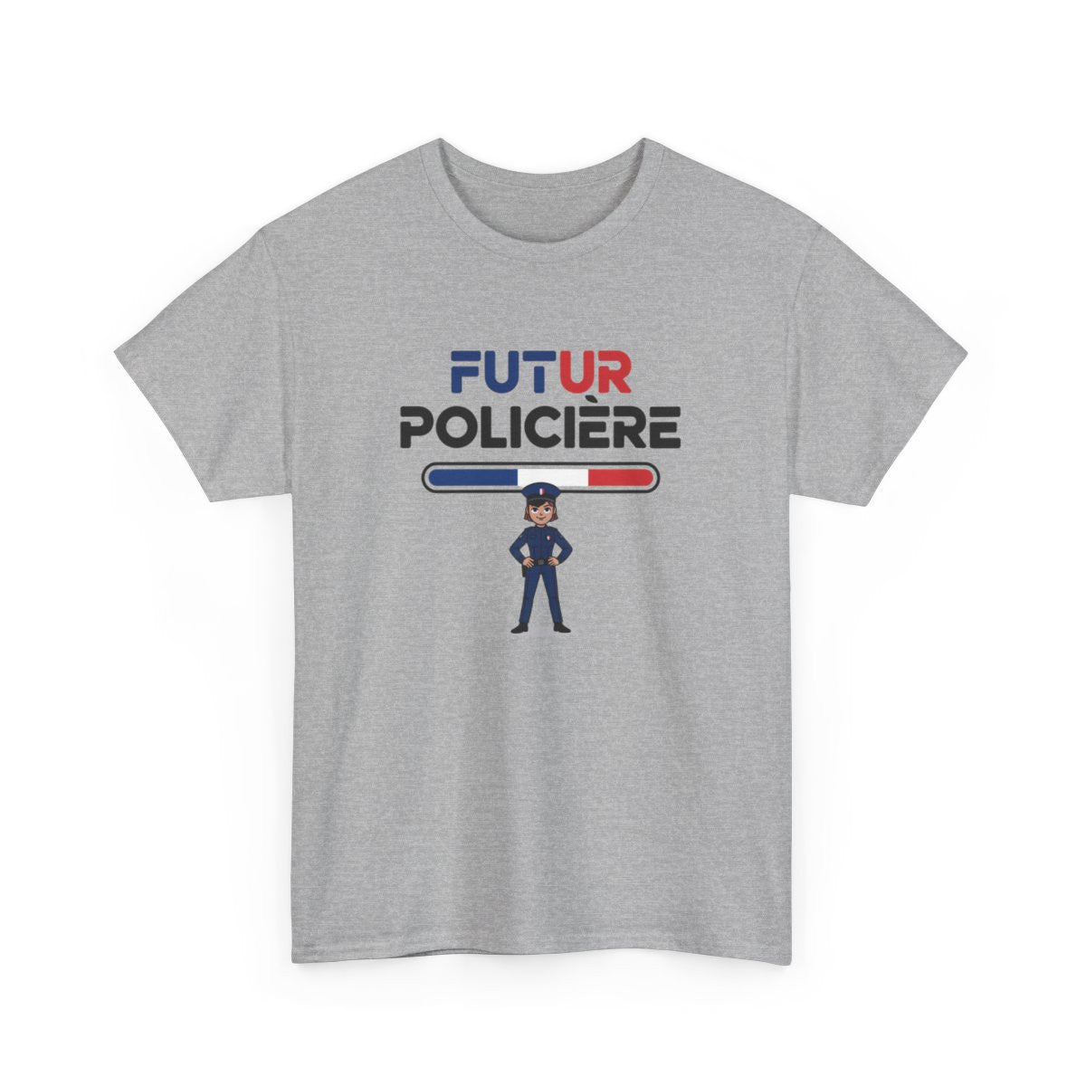 T-shirt Future Policière Femme – Tee Shirt Blanc Gris Métier Police Nationale – Design Tricolore S à 3XL
