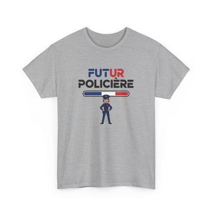T-shirt Future Policière Femme – Tee Shirt Blanc Gris Métier Police Nationale – Design Tricolore S à 3XL