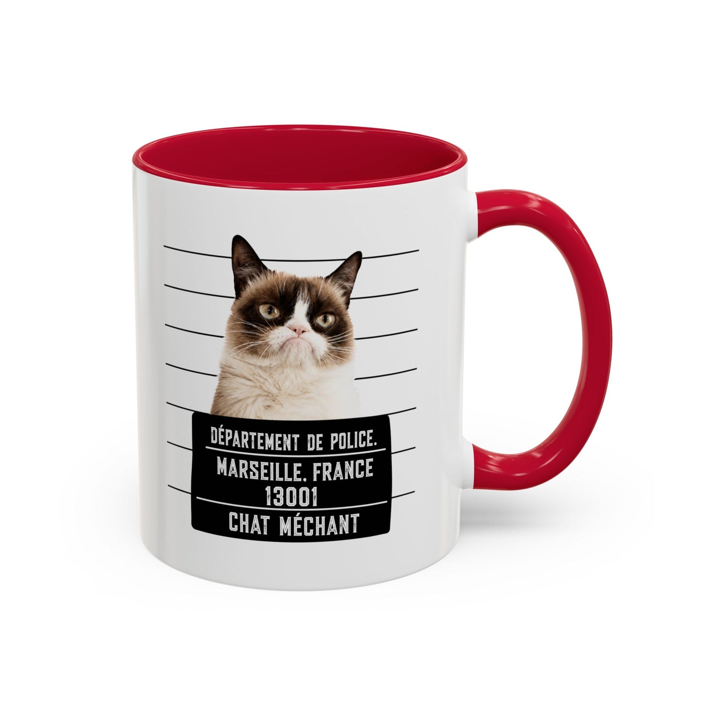 Tasse Chat Méchant Homme et Femme – Mug Chat Drôle Style Mugshot Police – Cadeau Original pour Amoureux des Chats – Céramique 325 ml