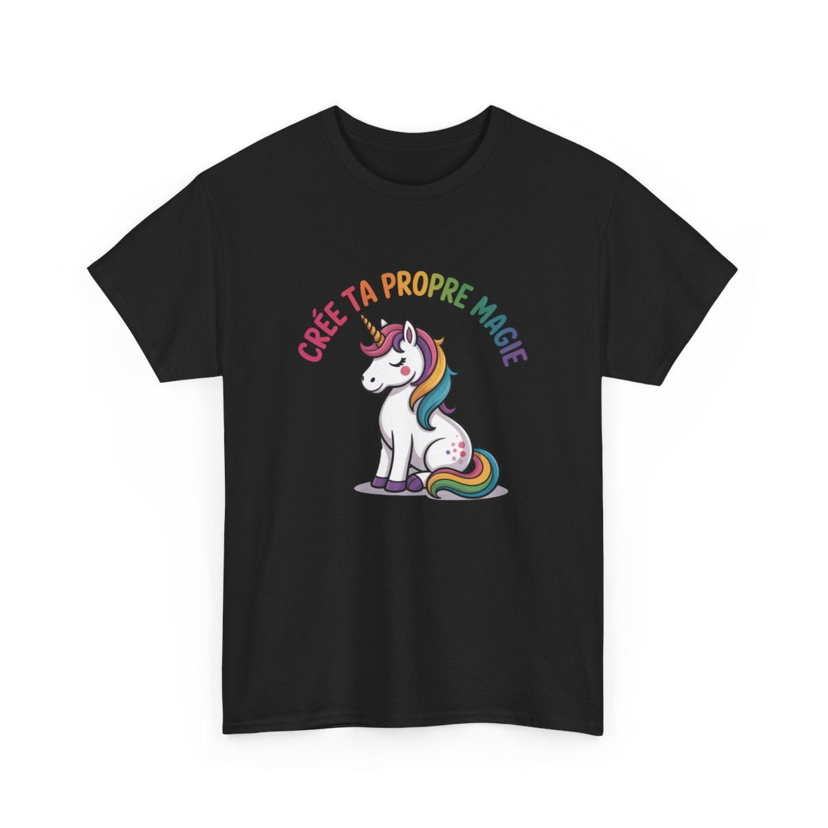 T-shirt Femme Licorne Magique – Tee Shirt Crée Ta Propre Magie – Positif Arc-en-Ciel Blanc Noir Gris S à 3XL
