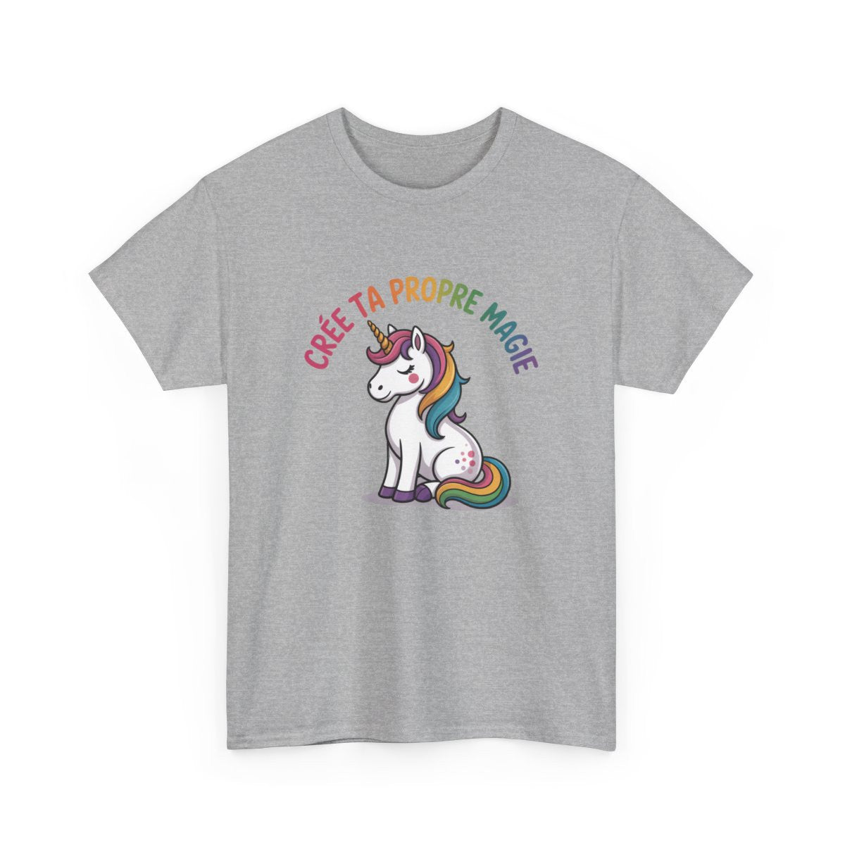 T-shirt Femme Licorne Magique – Tee Shirt Crée Ta Propre Magie – Positif Arc-en-Ciel Blanc Noir Gris S à 3XL