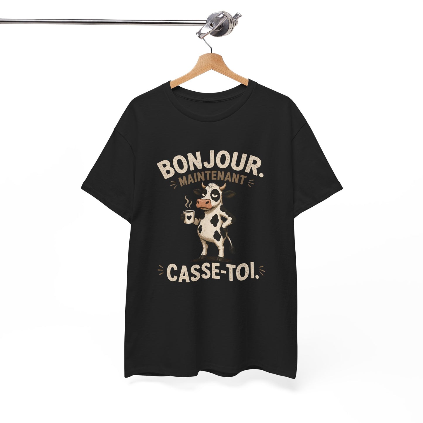 T-Shirt Humour Homme et Femme – Vache Drôle Café – Humour Sarcastique Mauvaise Humeur – Cadeau Original