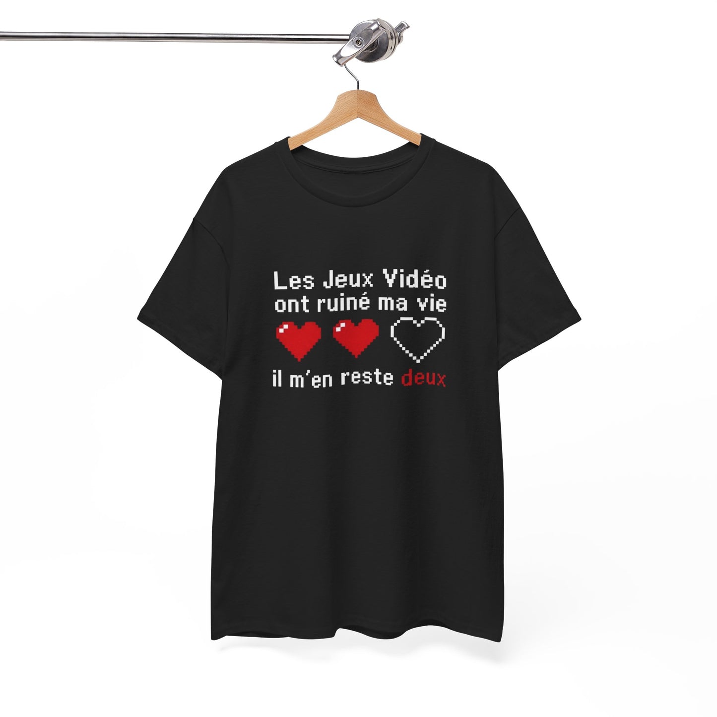 T-Shirt Gamer Humour Homme Femme – Les Jeux Vidéo Ont Ruiné Ma Vie Il M’en Reste Deux – Tee Shirt Gaming Geek Retro Pixel