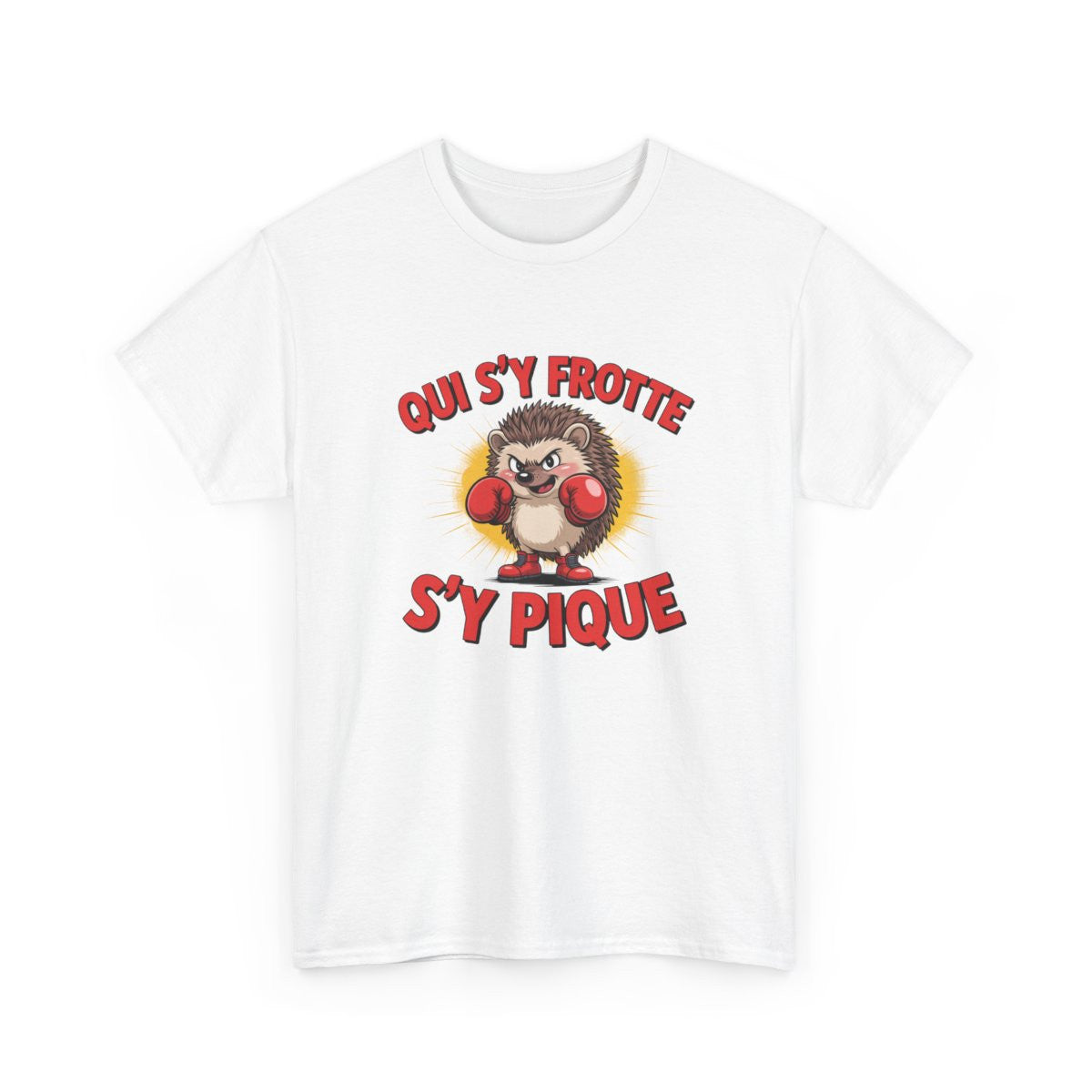 T-shirt Hérisson Boxeur Drôle – Qui S’y Frotte S’y Pique – Tee Shirt Humour Animal Combat