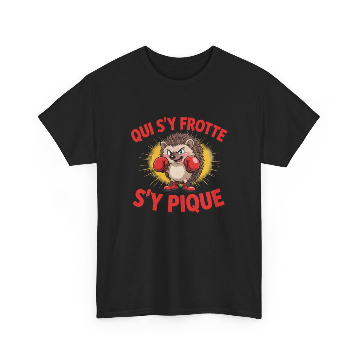 T-shirt Hérisson Boxeur Drôle – Qui S’y Frotte S’y Pique – Tee Shirt Humour Animal Combat