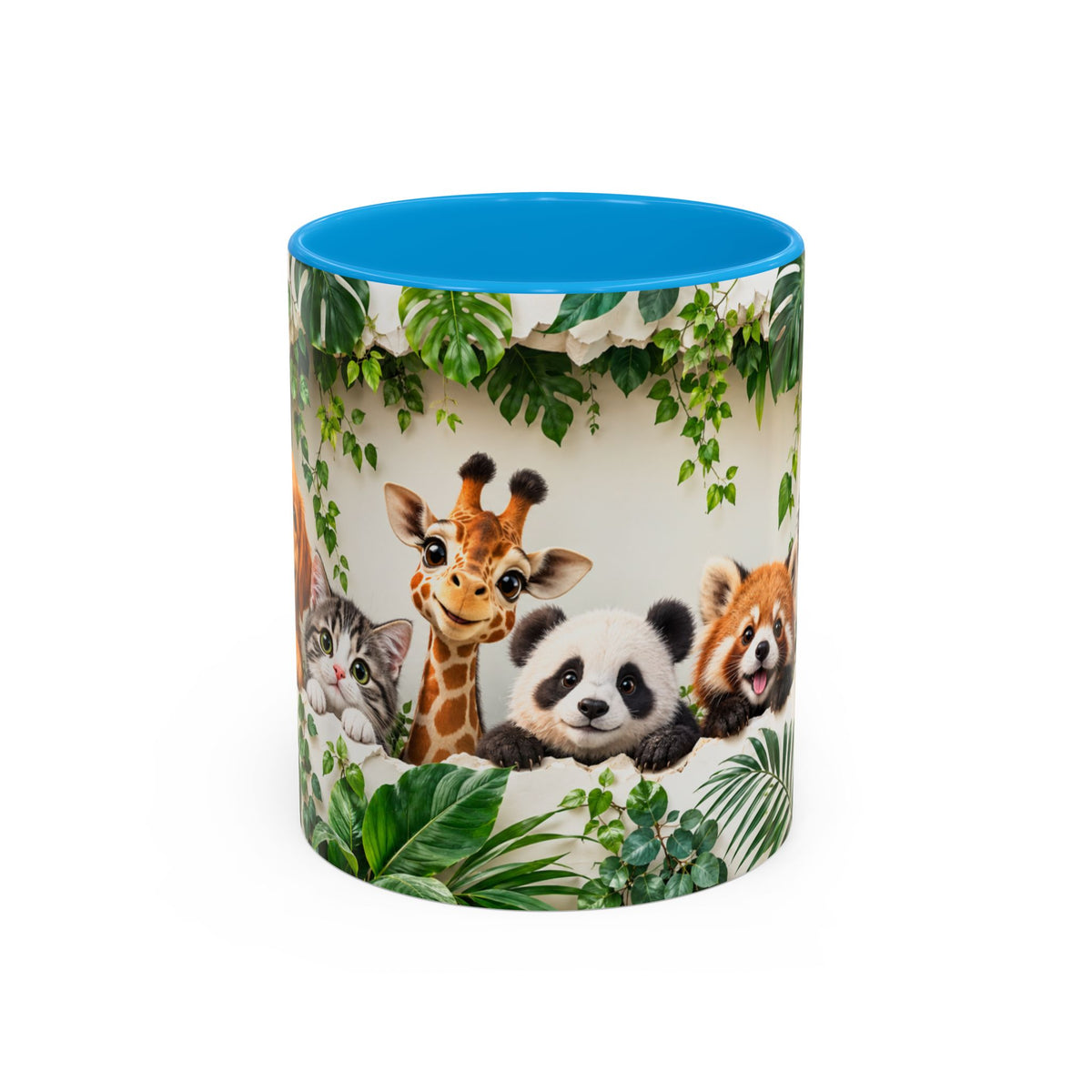 Mug Animaux de la Jungle et Compagnie – Chien, Chat, Girafe, Panda, Panda Roux et Koala – Tasse Colorée Cadeau Amoureux des Animaux