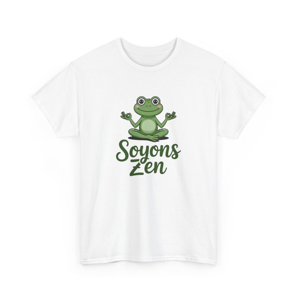 T-shirt Unisexe « Soyons Zen » – Humour Méditation Grenouille – Relax, Yoga, Bien-être – Blanc Noir Gris