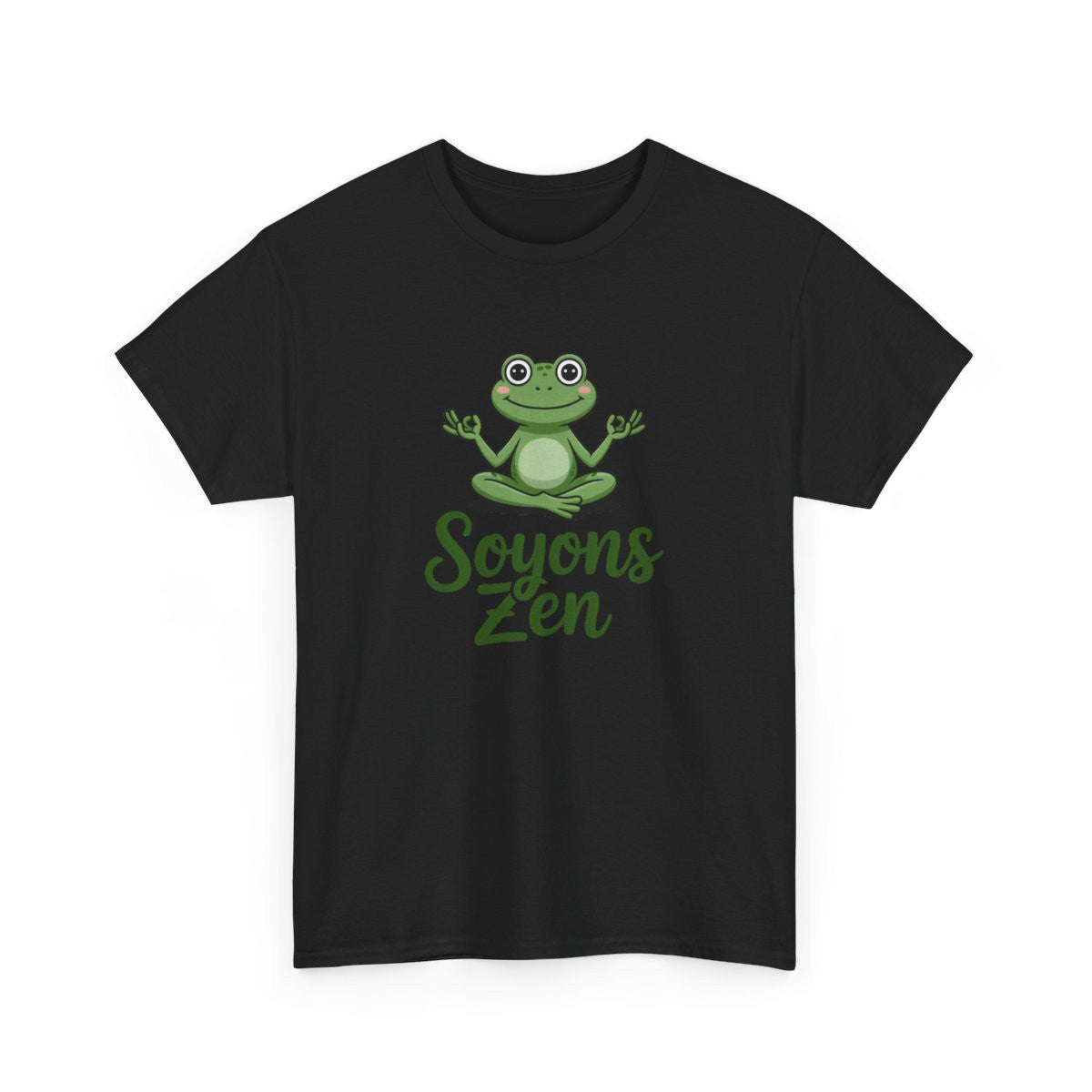T-shirt Unisexe « Soyons Zen » – Humour Méditation Grenouille – Relax, Yoga, Bien-être – Blanc Noir Gris