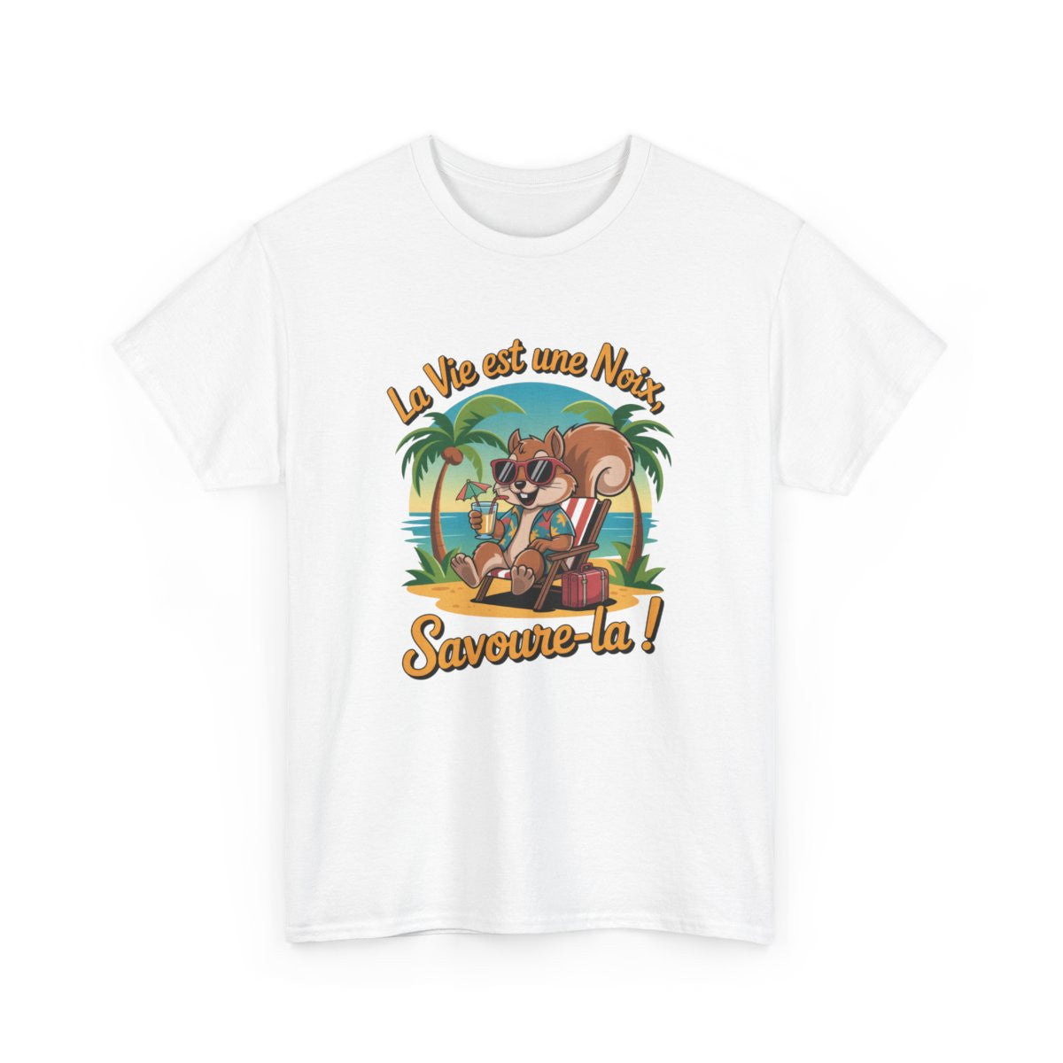 T-shirt Humour Écureuil Détente – Tee Shirt Vacances "La Vie est une Noix" – Cadeau Original Été Unisexe
