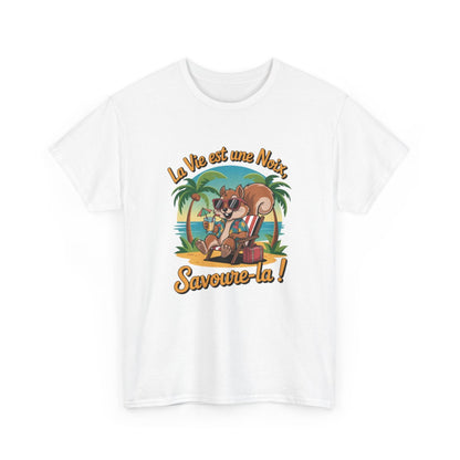 T-shirt Humour Écureuil Détente – Tee Shirt Vacances "La Vie est une Noix" – Cadeau Original Été Unisexe