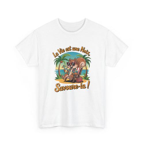T-shirt Humour Écureuil Détente – Tee Shirt Vacances "La Vie est une Noix" – Cadeau Original Été Unisexe