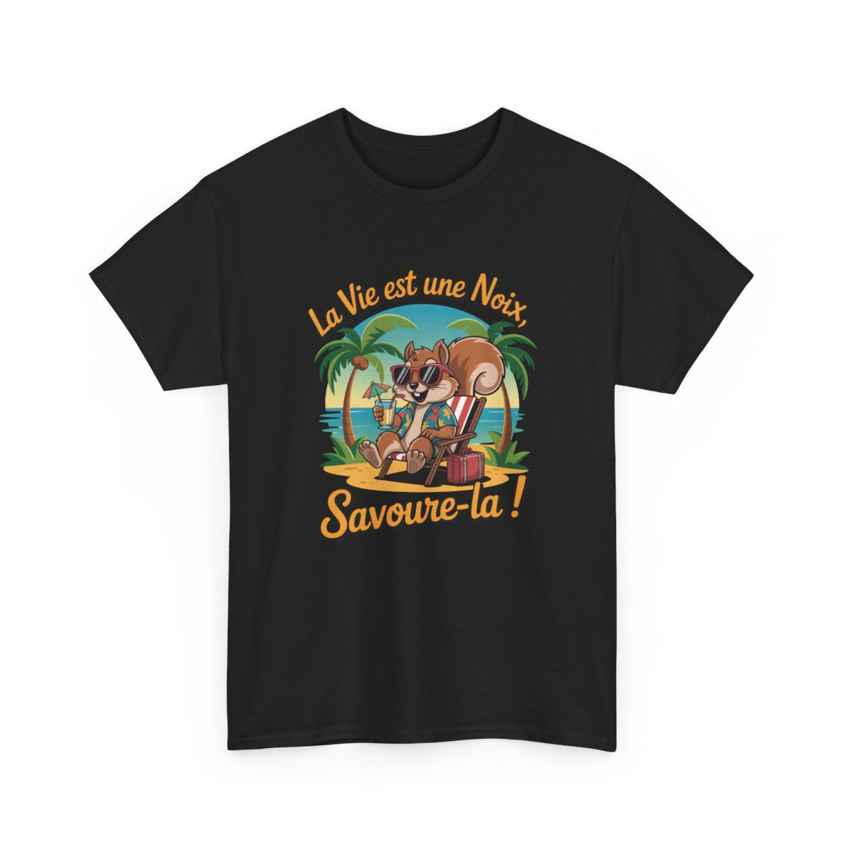 T-shirt Humour Écureuil Détente – Tee Shirt Vacances "La Vie est une Noix" – Cadeau Original Été Unisexe