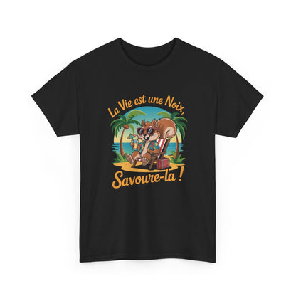 T-shirt Humour Écureuil Détente – Tee Shirt Vacances "La Vie est une Noix" – Cadeau Original Été Unisexe
