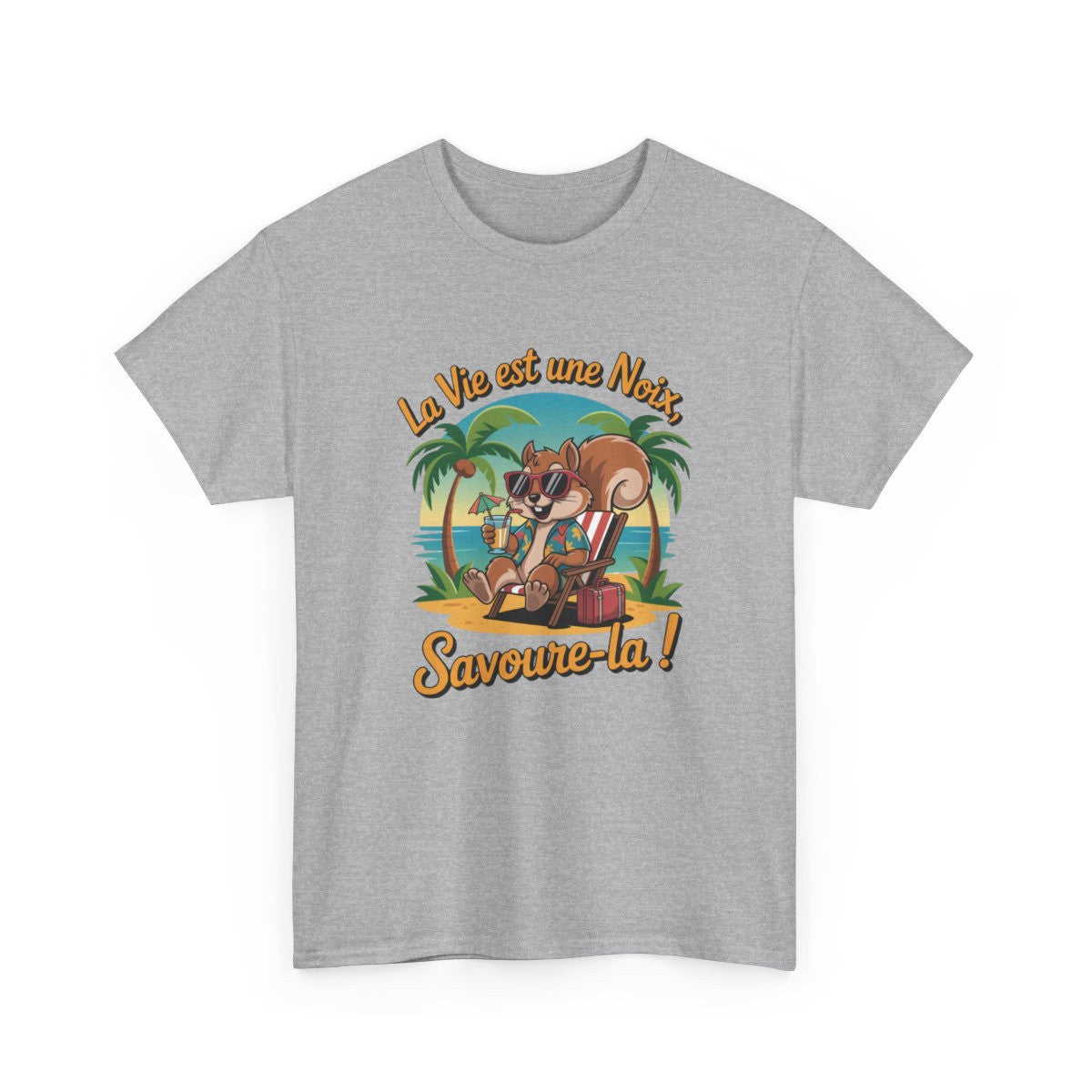 T-shirt Humour Écureuil Détente – Tee Shirt Vacances "La Vie est une Noix" – Cadeau Original Été Unisexe