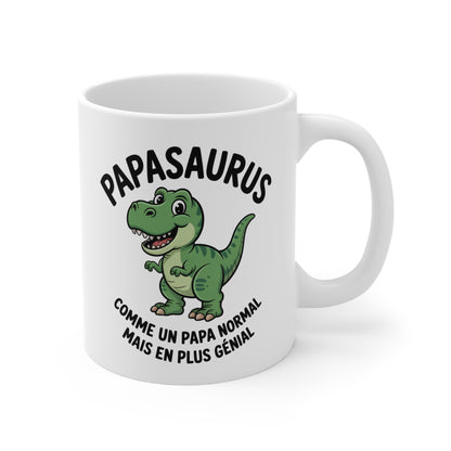 Tasse Céramique 325ml “Papasaurus” – Mug Humour Dinosaure Papa – Cadeau Original Fête des Pères, Anniversaire ou Noël