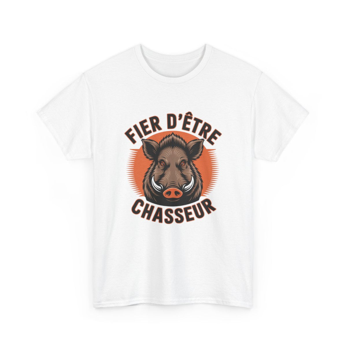 Tee Shirt Chasseur "Fier d’être Chasseur" – T-shirt Sanglier Chasse Homme – Blanc ou Gris