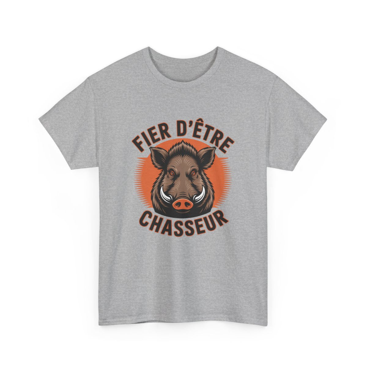 Tee Shirt Chasseur "Fier d’être Chasseur" – T-shirt Sanglier Chasse Homme – Blanc ou Gris