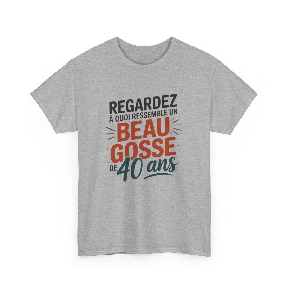 Tee Shirt Homme 40 Ans – T-shirt Blanc ou Gris "Beau Gosse de 40 Ans" – Cadeau Anniversaire Drôle S à 3XL