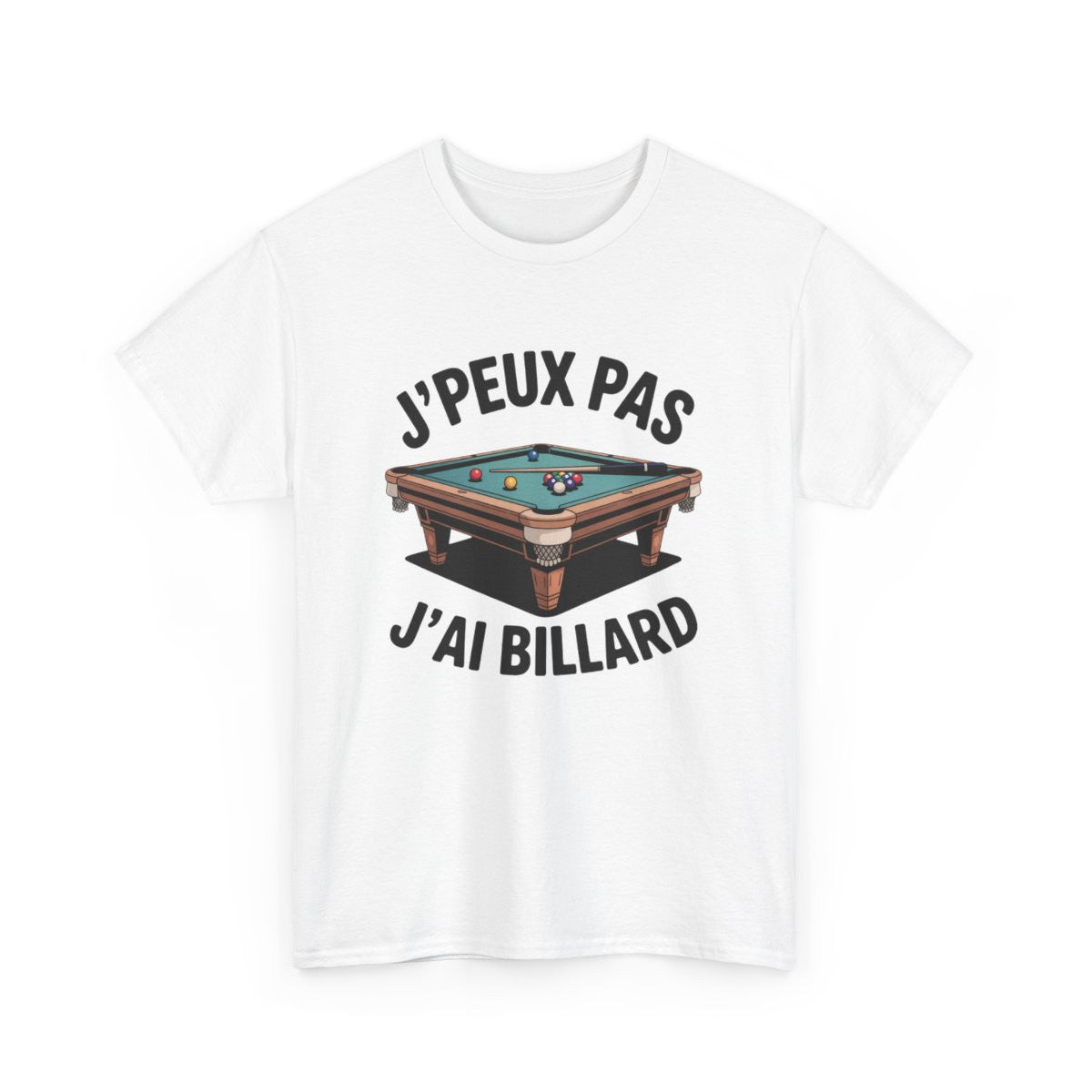 Tee Shirt Billard Humour – T-shirt Blanc ou Gris "J’peux pas j’ai Billard" – Cadeau Joueur de Billard S à 3XL