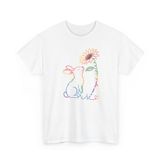 Tee Shirt Femme Lapin Tournesol Multicolore Fleur Nature Animal Mignon Cadeau Original