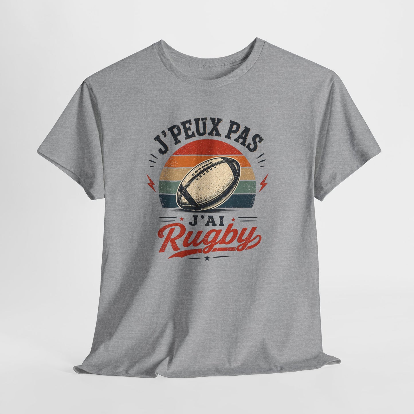 T-Shirt Rugby Homme Femme Enfant – J’Peux Pas J’Ai Rugby – Tee Shirt Ballon Rugby Vintage Cadeau Rugbyman Supporter Sport Équipe